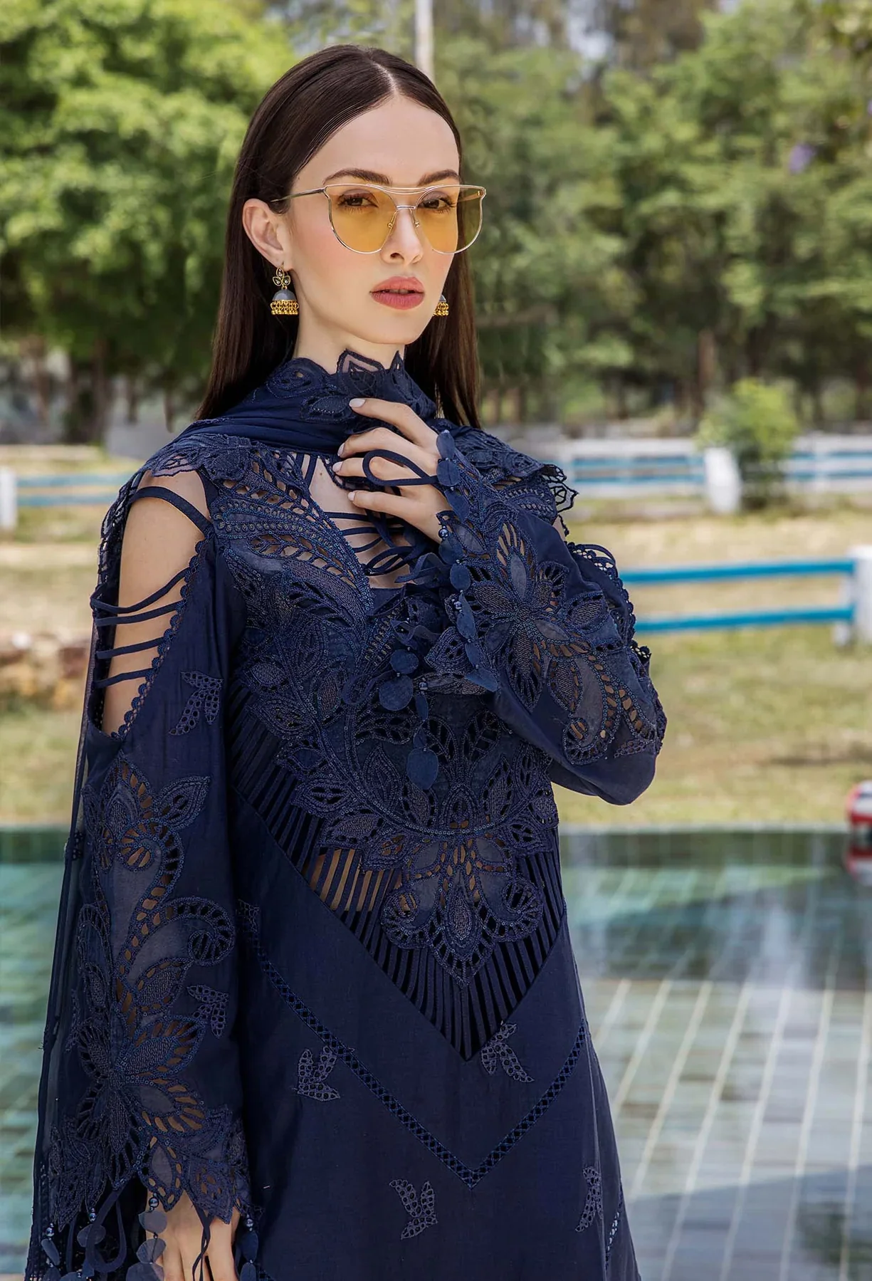 Adan Libas Luxury Lawn Embroidered 3 Pc Unstitched Suit Midnight Royale - Image 2