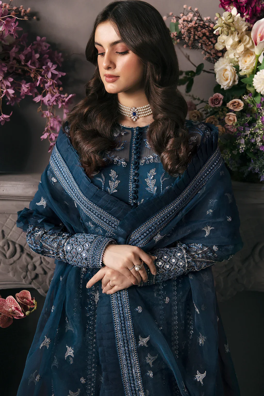 Afrozeh La Fuchsia Formals Unstitched 3 Pieces Yale - Image 3