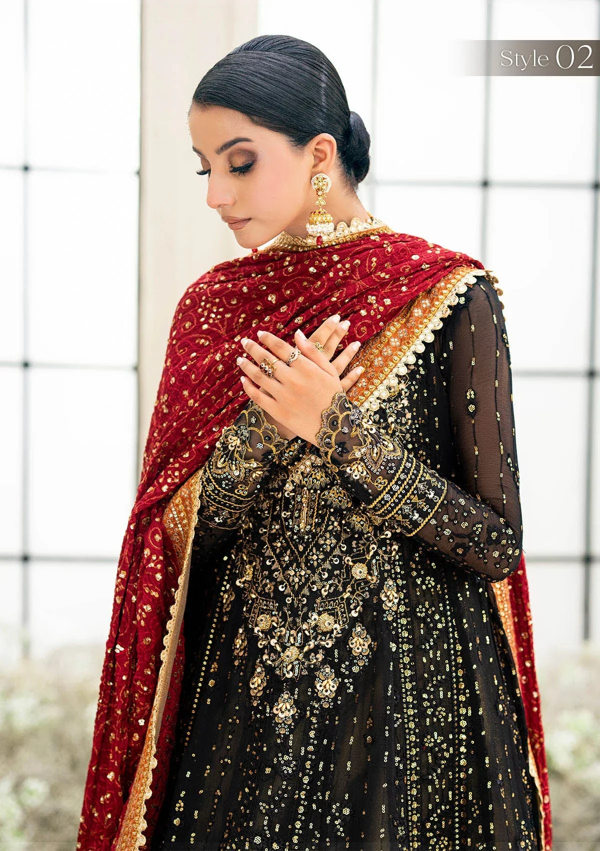 AIK ATELIER Luxury Chiffon Unstitched Embroidered Collection Look 01 - Image 4