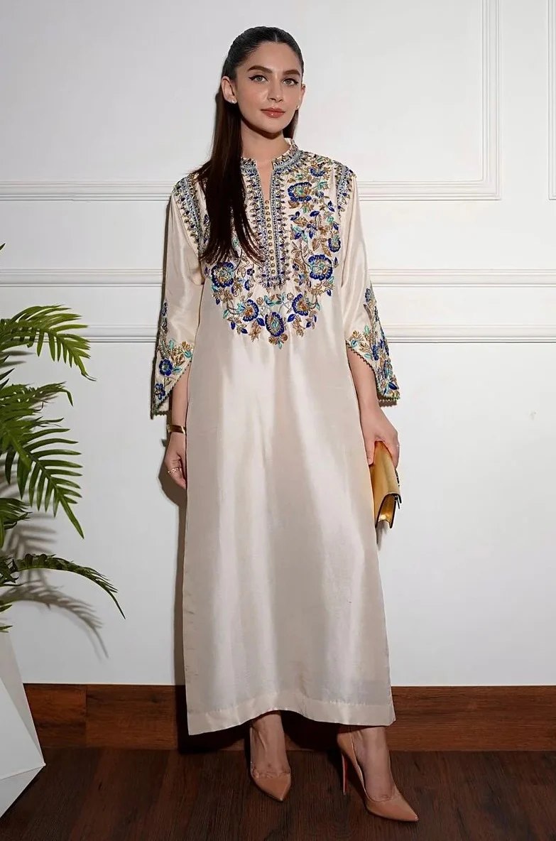 Alizay Saad Luxury Raw Silk Embroidered 3 Piece Unstitched - Ivories Festive - Image 2