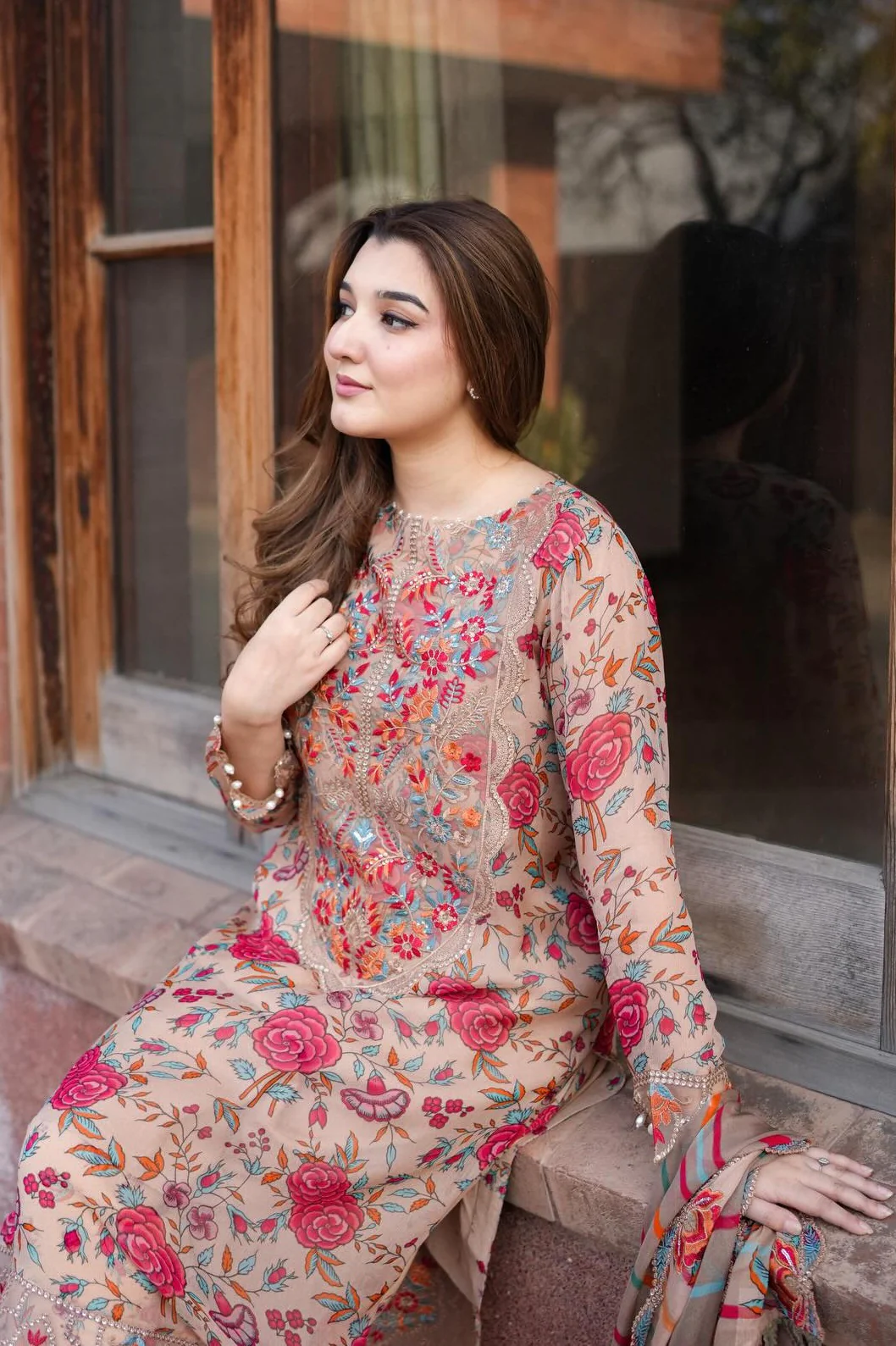 Aneelas - Luxury Lawn Embroidered 3 Piece Unstitched - ACL-EID-08 - Image 3