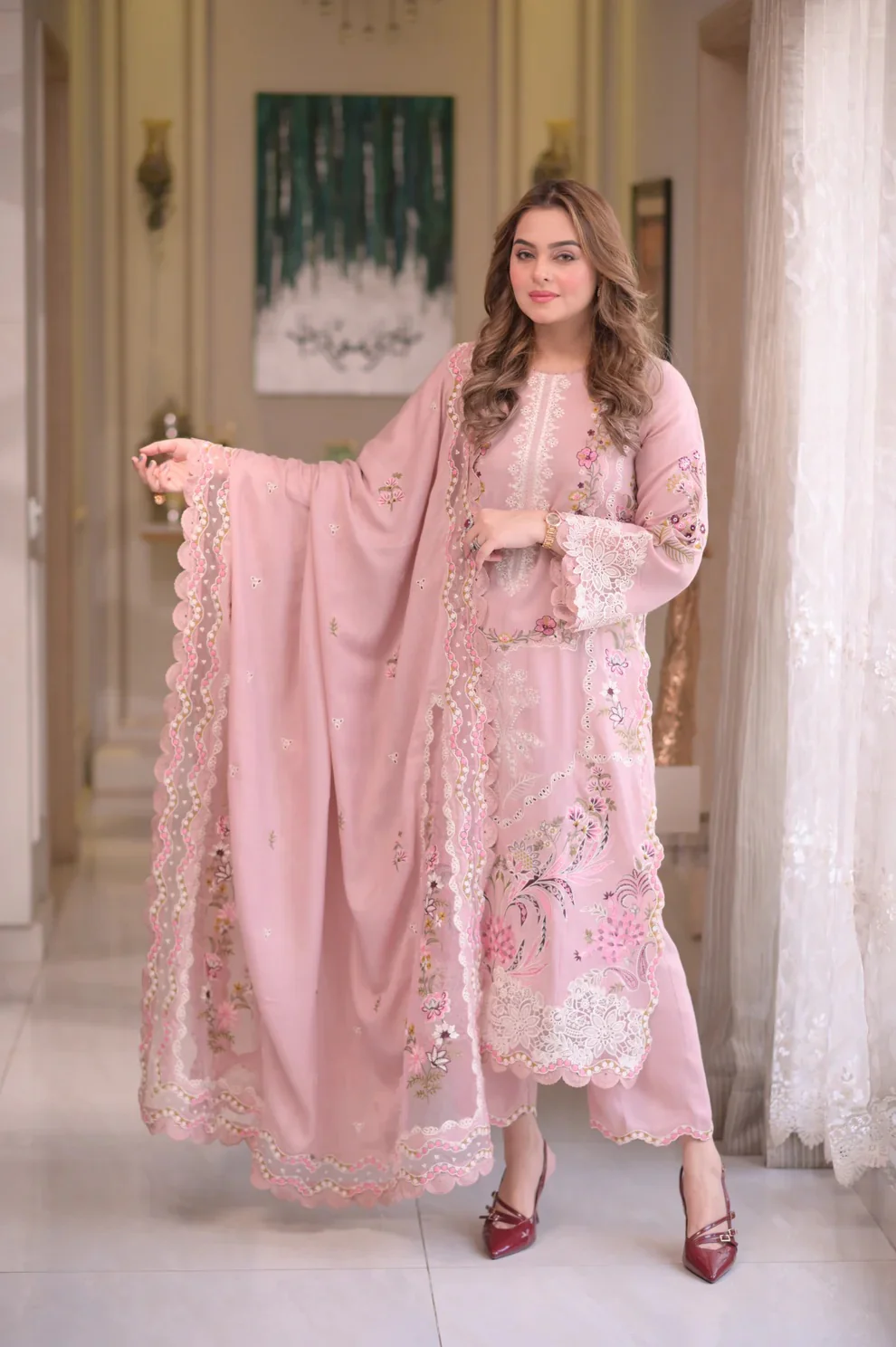 Aneelas - Luxury Lawn Embroidered Unstitched 3 Piece - WLUX-10-A - Image 2