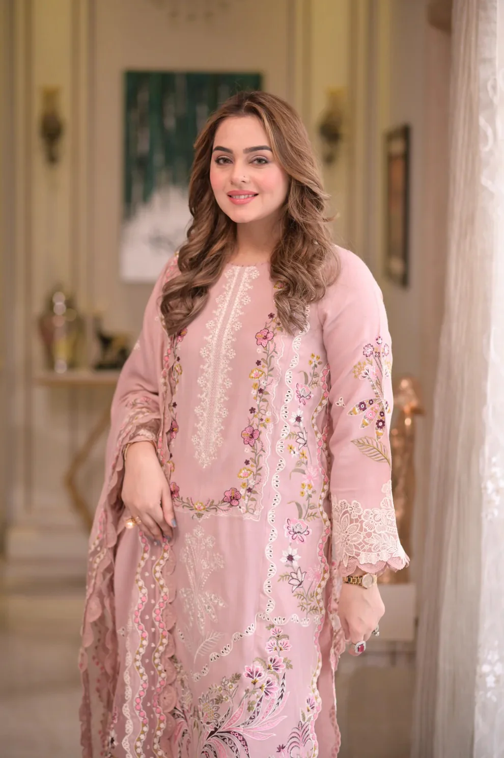 Aneelas - Luxury Lawn Embroidered Unstitched 3 Piece - WLUX-10-A - Image 3