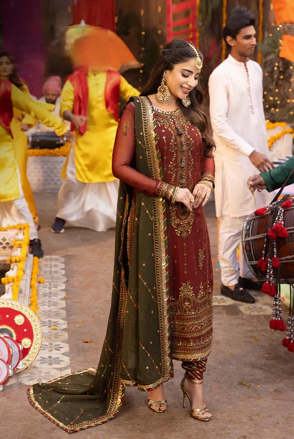 Asim Jofa - Luxury Chiffon Embroidered 3 Piece Unstitched - AJCD-22 - Image 3