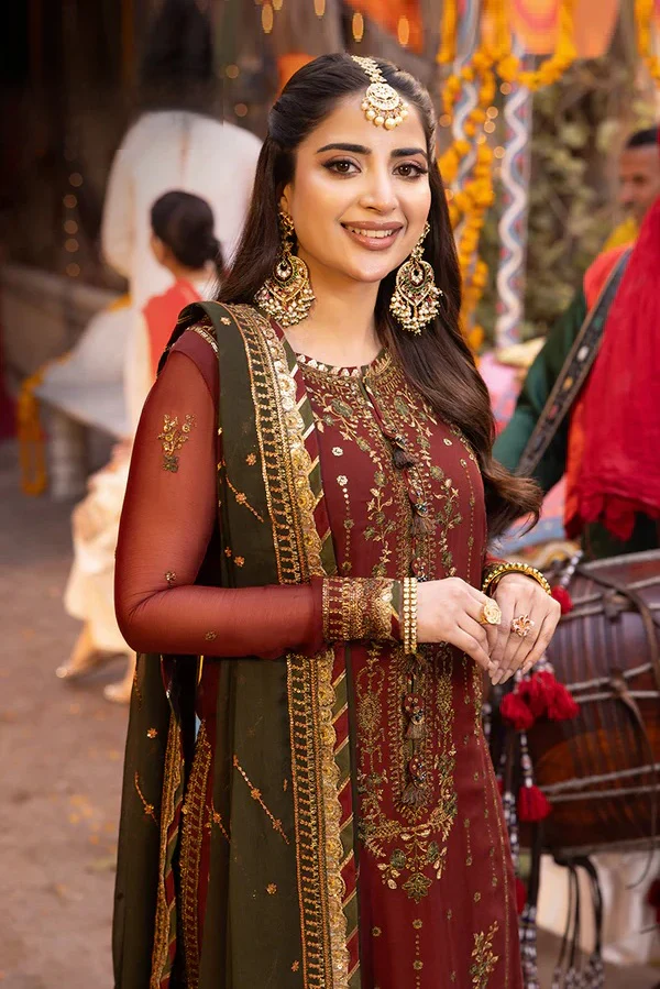 Asim Jofa - Luxury Chiffon Embroidered 3 Piece Unstitched - AJCD-22 - Image 7