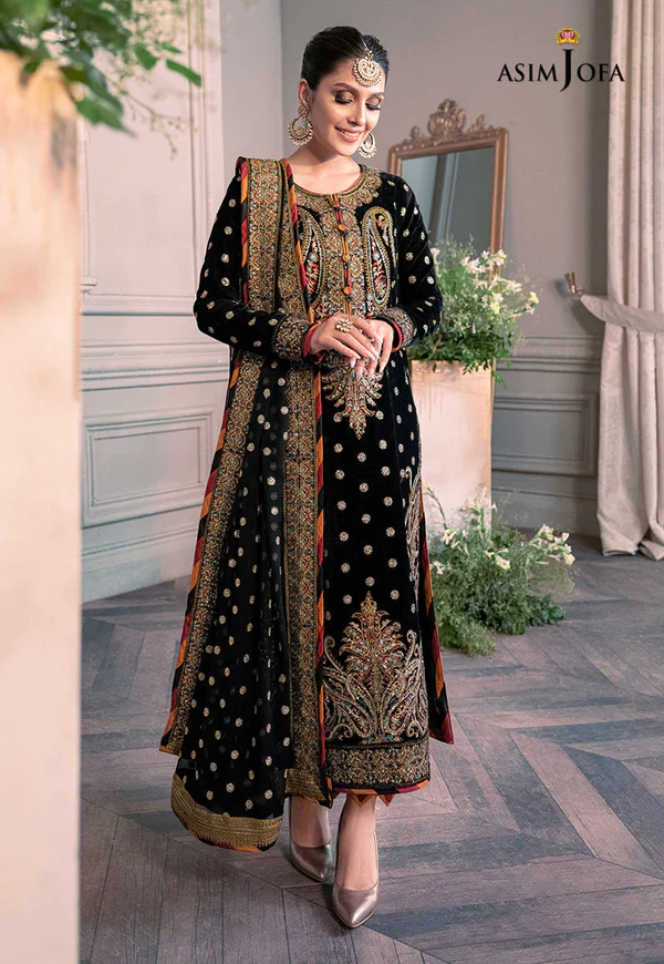 Asim Jofa - The Ayeza Edit Makhmal Royal Velvet Collection Unstitched 3 Pc - AJAM-02 - Image 3