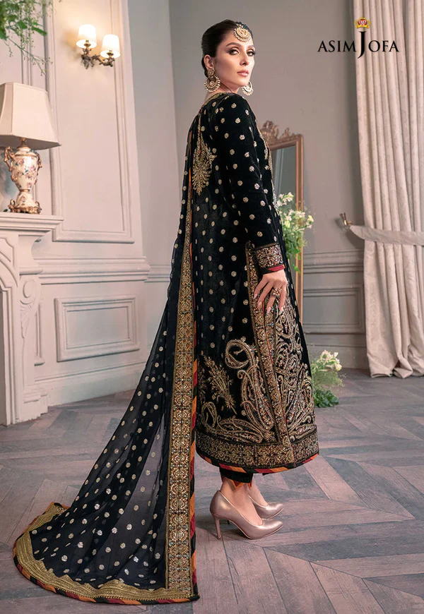 Asim Jofa - The Ayeza Edit Makhmal Royal Velvet Collection Unstitched 3 Pc - AJAM-02 - Image 4