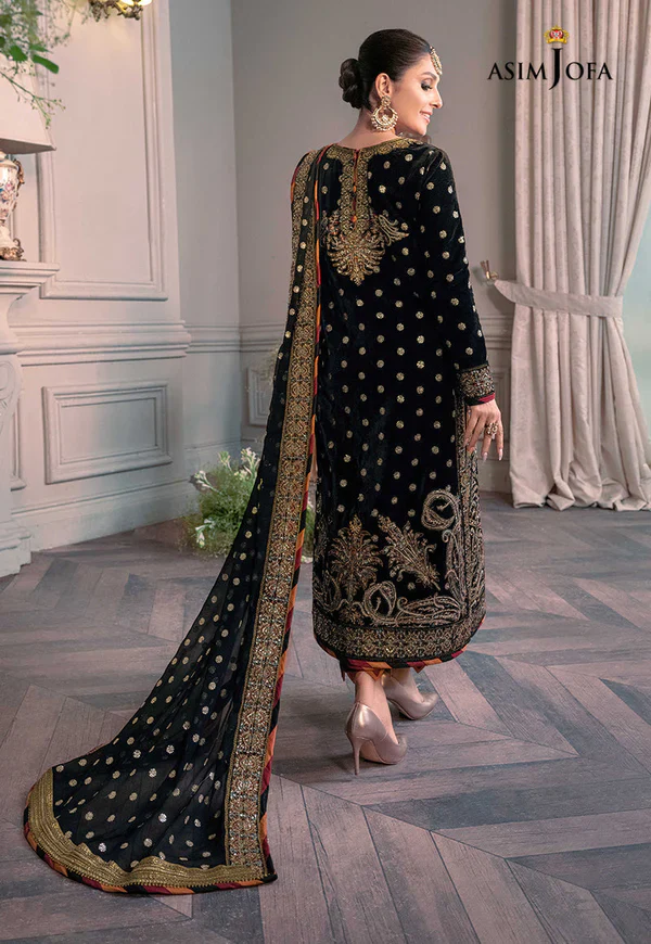 Asim Jofa - The Ayeza Edit Makhmal Royal Velvet Collection Unstitched 3 Pc - AJAM-02 - Image 5