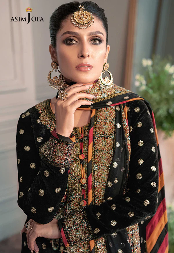 Asim Jofa - The Ayeza Edit Makhmal Royal Velvet Collection Unstitched 3 Pc - AJAM-02 - Image 6