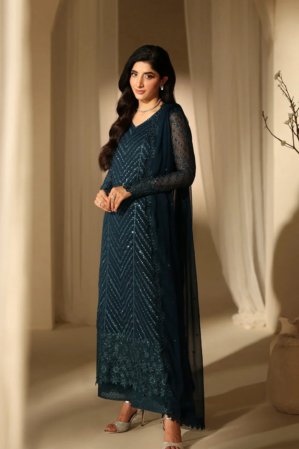 Azure - Euphoria - Luxury Chiffon Embroidered 3 Piece Unstitched - Image 4