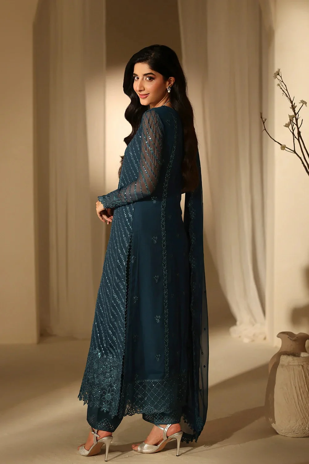 Azure - Euphoria - Luxury Chiffon Embroidered 3 Piece Unstitched - Image 5