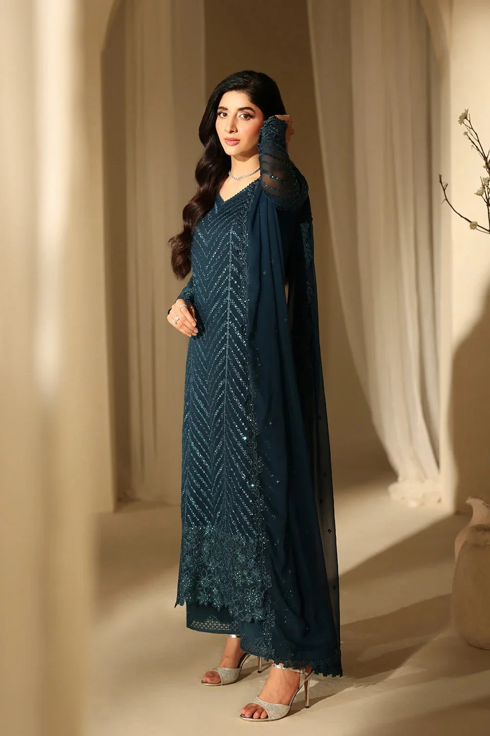 Azure - Euphoria - Luxury Chiffon Embroidered 3 Piece Unstitched - Image 6