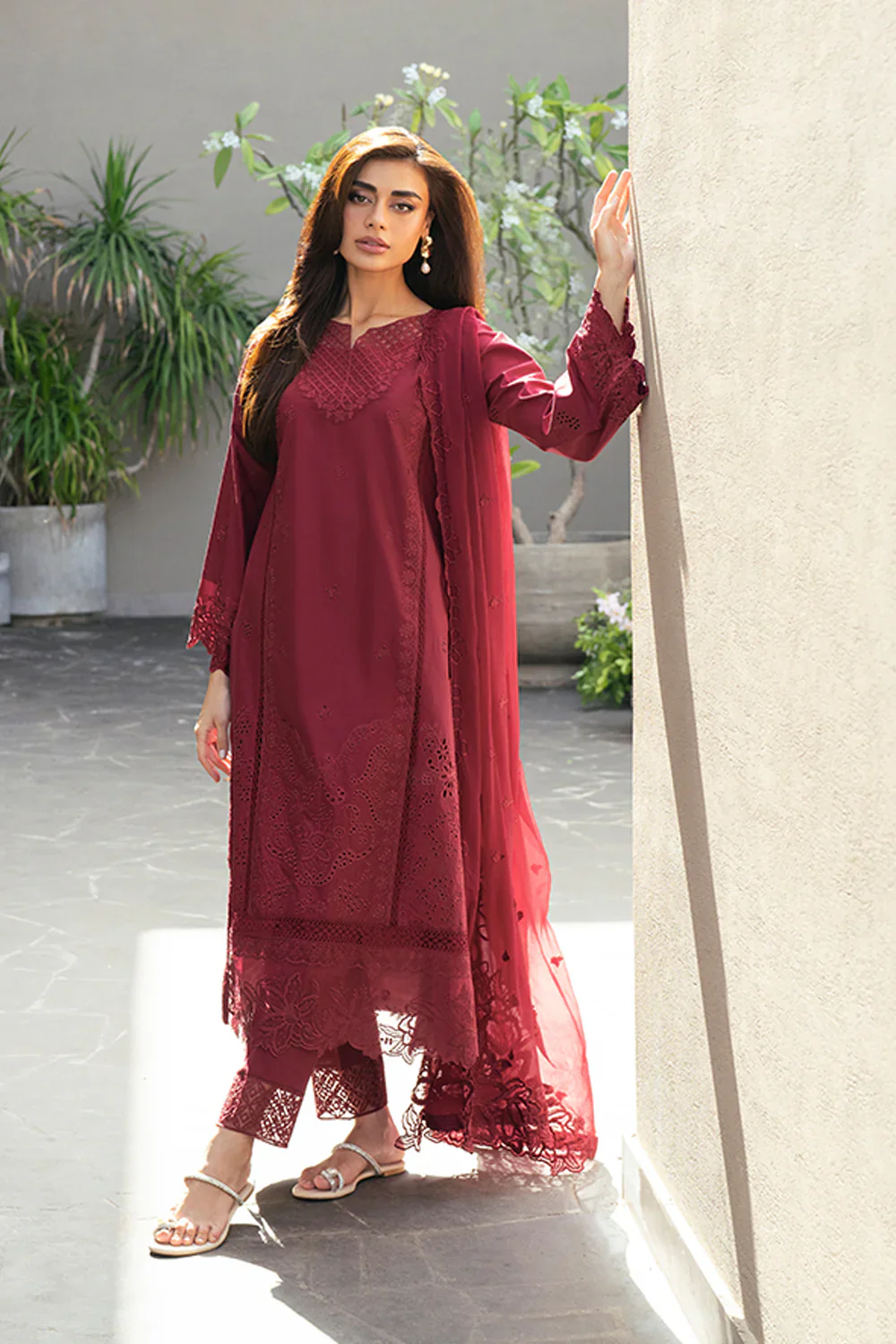 Azure Luxury Lawn Embroidered Unstitched Collection ROSSO ROYAL - Image 3