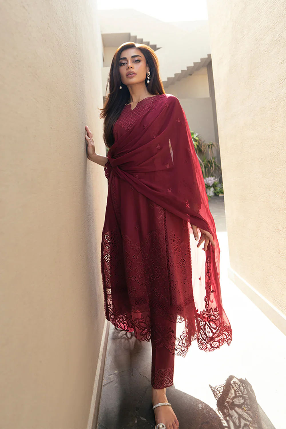 Azure Luxury Lawn Embroidered Unstitched Collection ROSSO ROYAL - Image 6