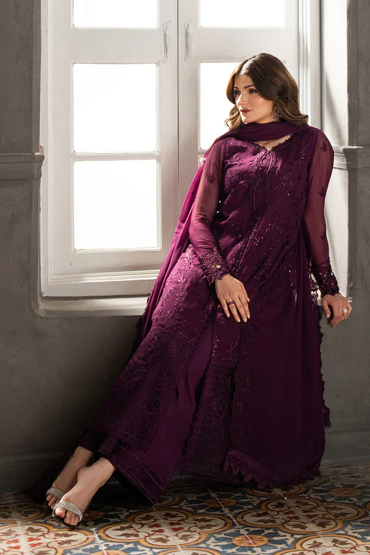 Azure Wedding Festive Luxury Chiffon Embroidered Collection Rose Noir - Image 4