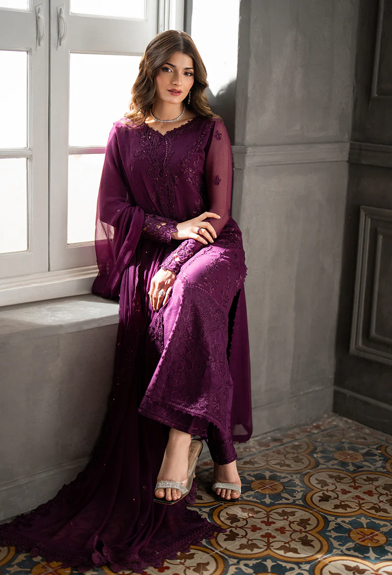 Azure Wedding Festive Luxury Chiffon Embroidered Collection Rose Noir - Image 7