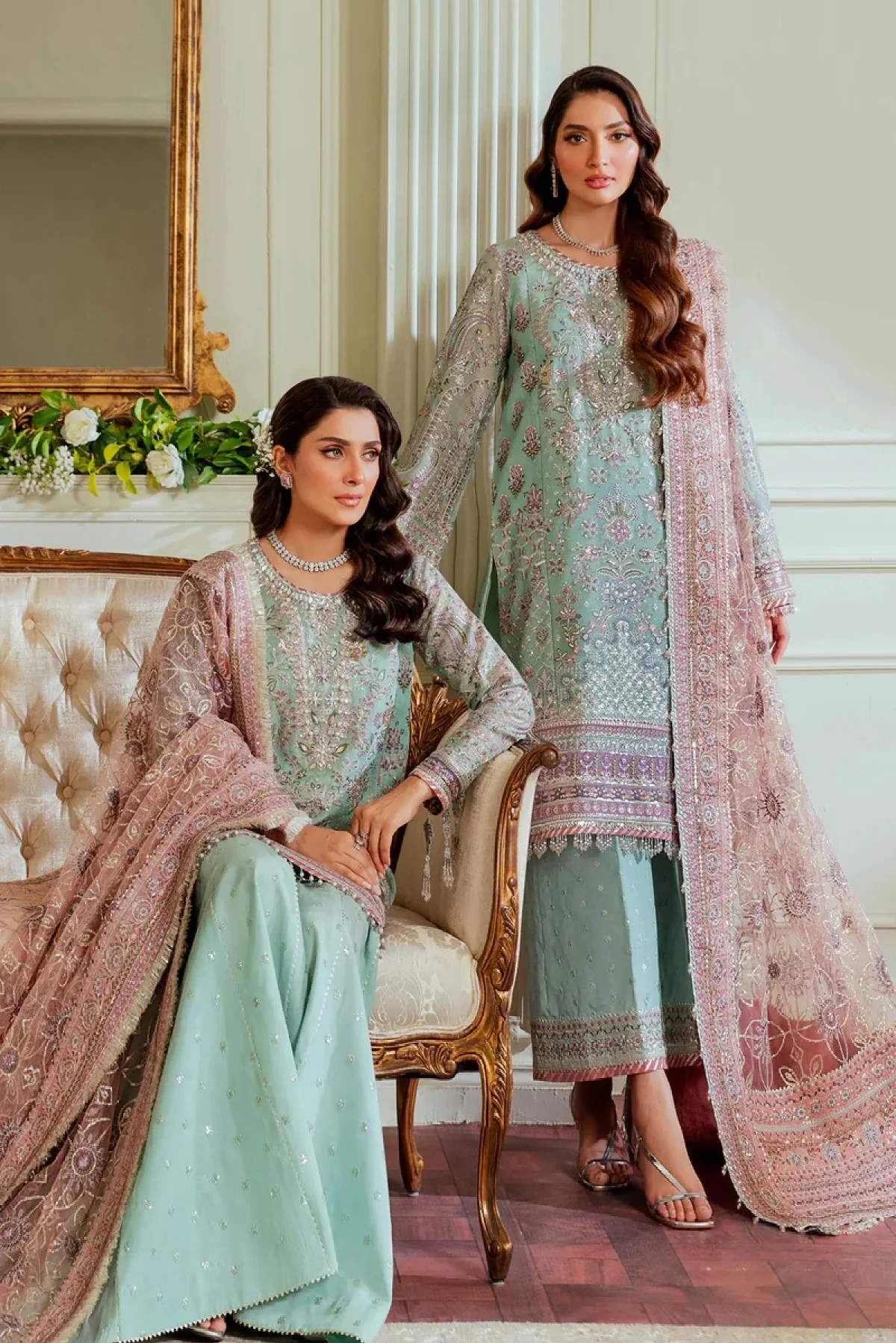 Baroque - BQU-Ch13-08 - Luxury Pure Chiffon Embroidered 3 Piece Unstitched - Image 3
