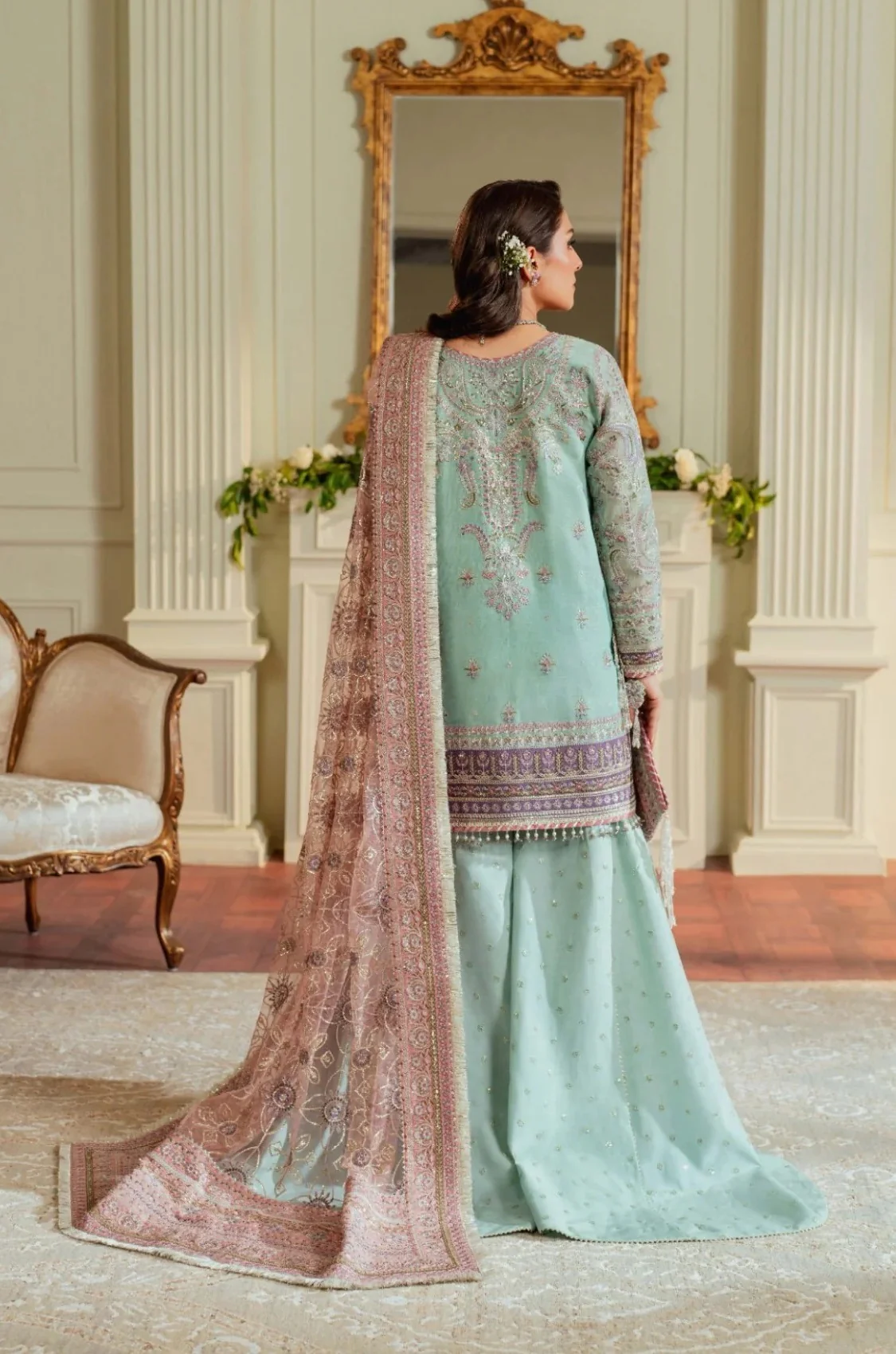 Baroque - BQU-Ch13-08 - Luxury Pure Chiffon Embroidered 3 Piece Unstitched - Image 5