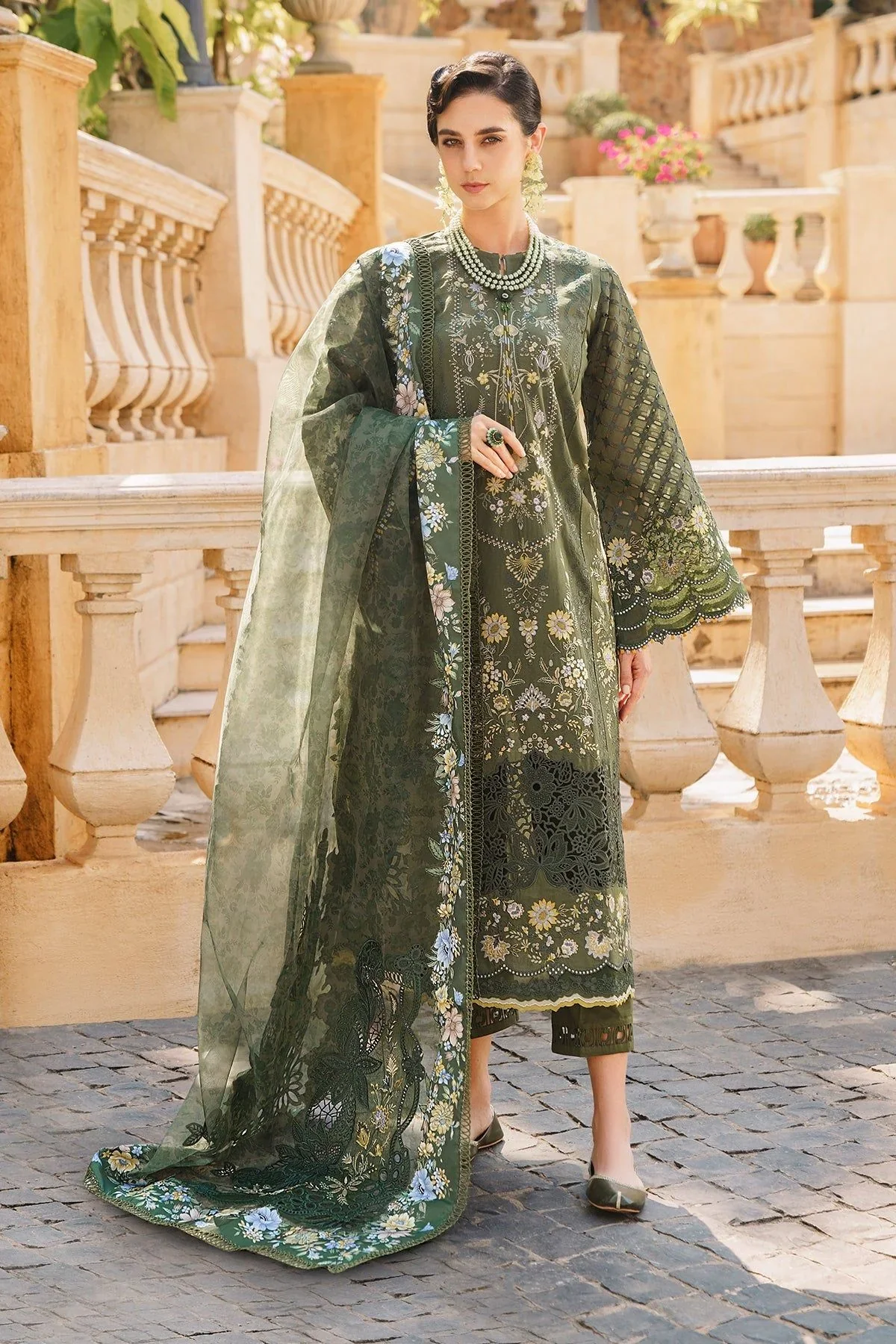 Baroque Embroidered Luxury Lawn Unstitched 3Pc Suit BQU - D10