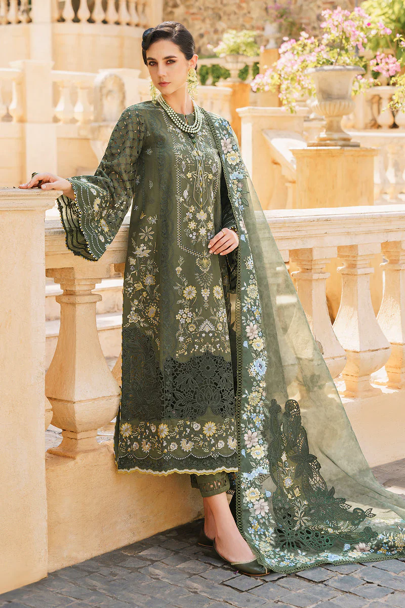 Baroque Embroidered Luxury Lawn Unstitched 3Pc Suit BQU - D10 - Image 3