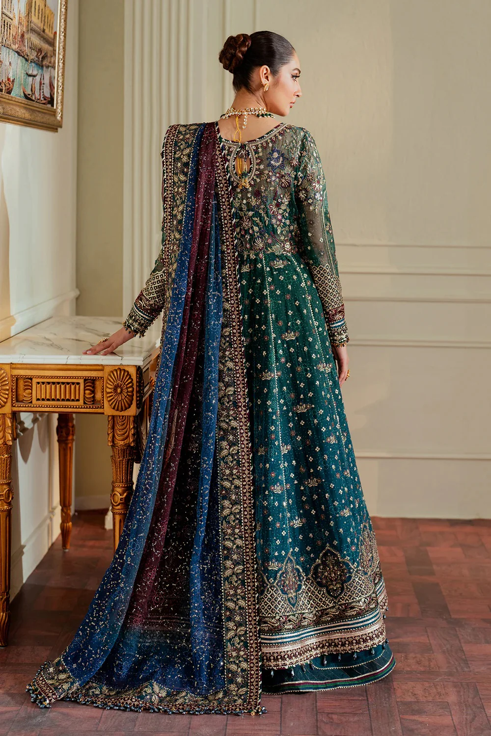 Baroque Luxury Chiffon Embroidered 3 Piece Unstitched CH13-03 - Image 13