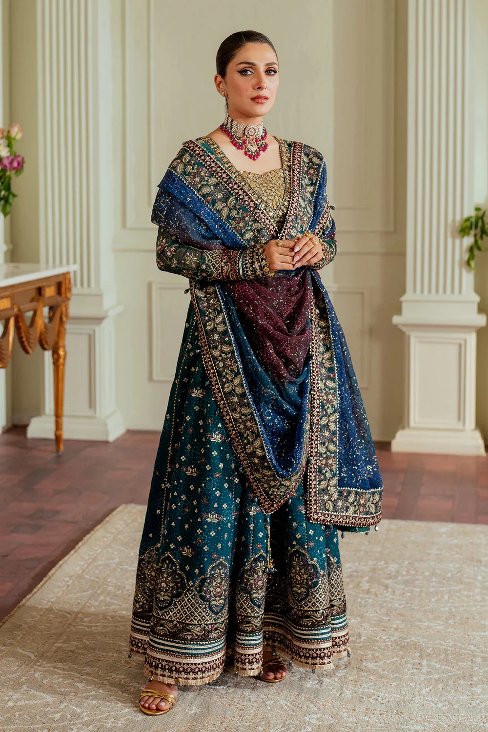 Baroque Luxury Chiffon Embroidered 3 Piece Unstitched CH13-03 - Image 16