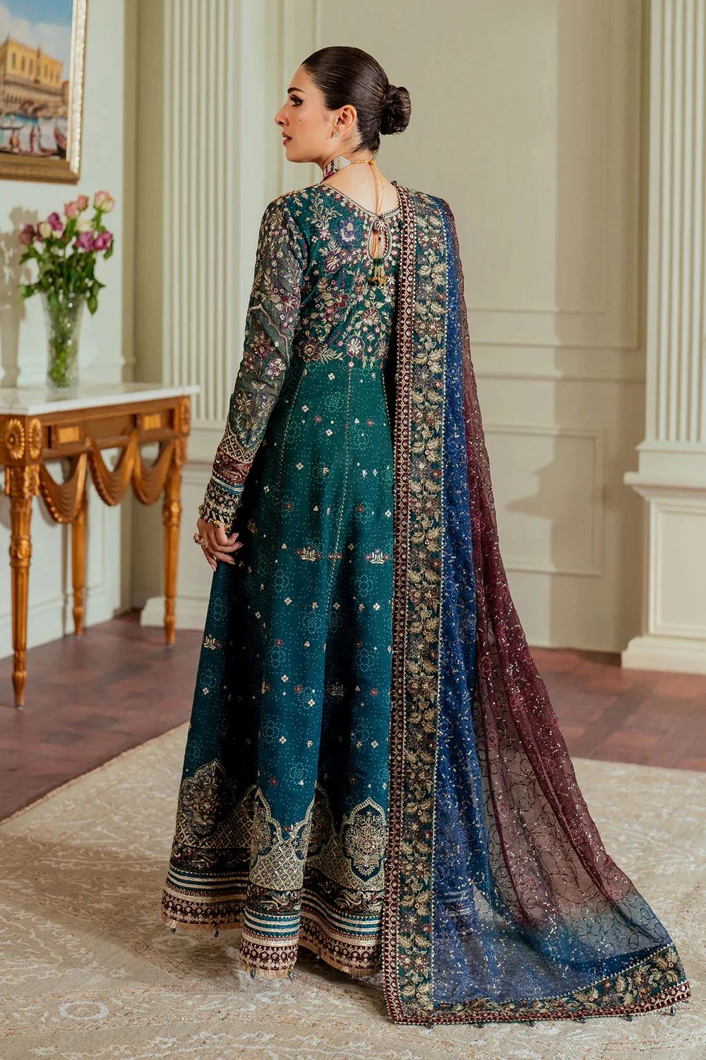 Baroque Luxury Chiffon Embroidered 3 Piece Unstitched CH13-03 - Image 18