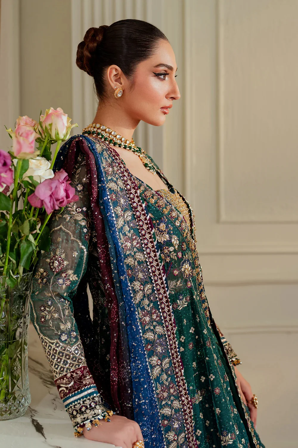 Baroque Luxury Chiffon Embroidered 3 Piece Unstitched CH13-03 - Image 20