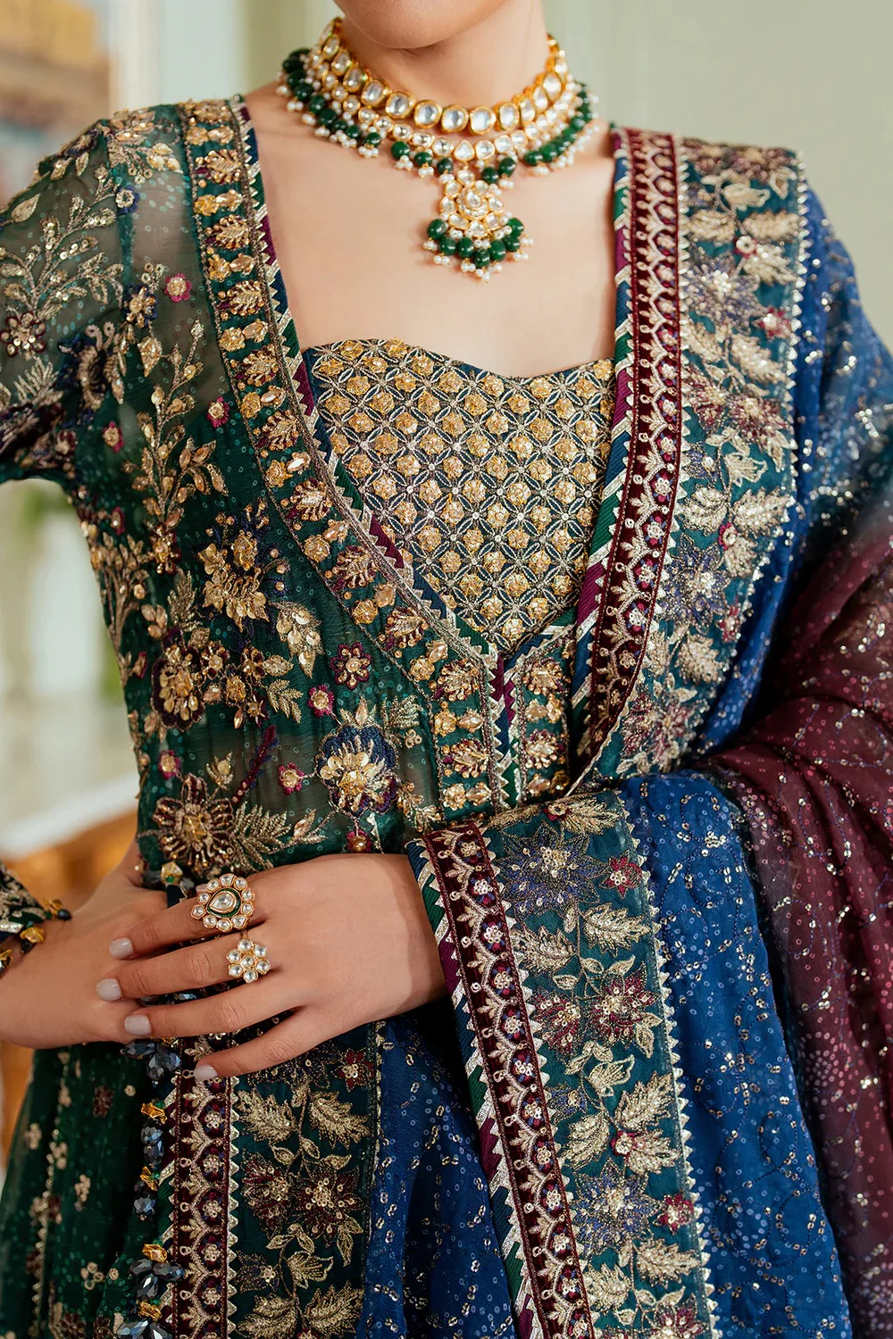 Baroque Luxury Chiffon Embroidered 3 Piece Unstitched CH13-03 - Image 5