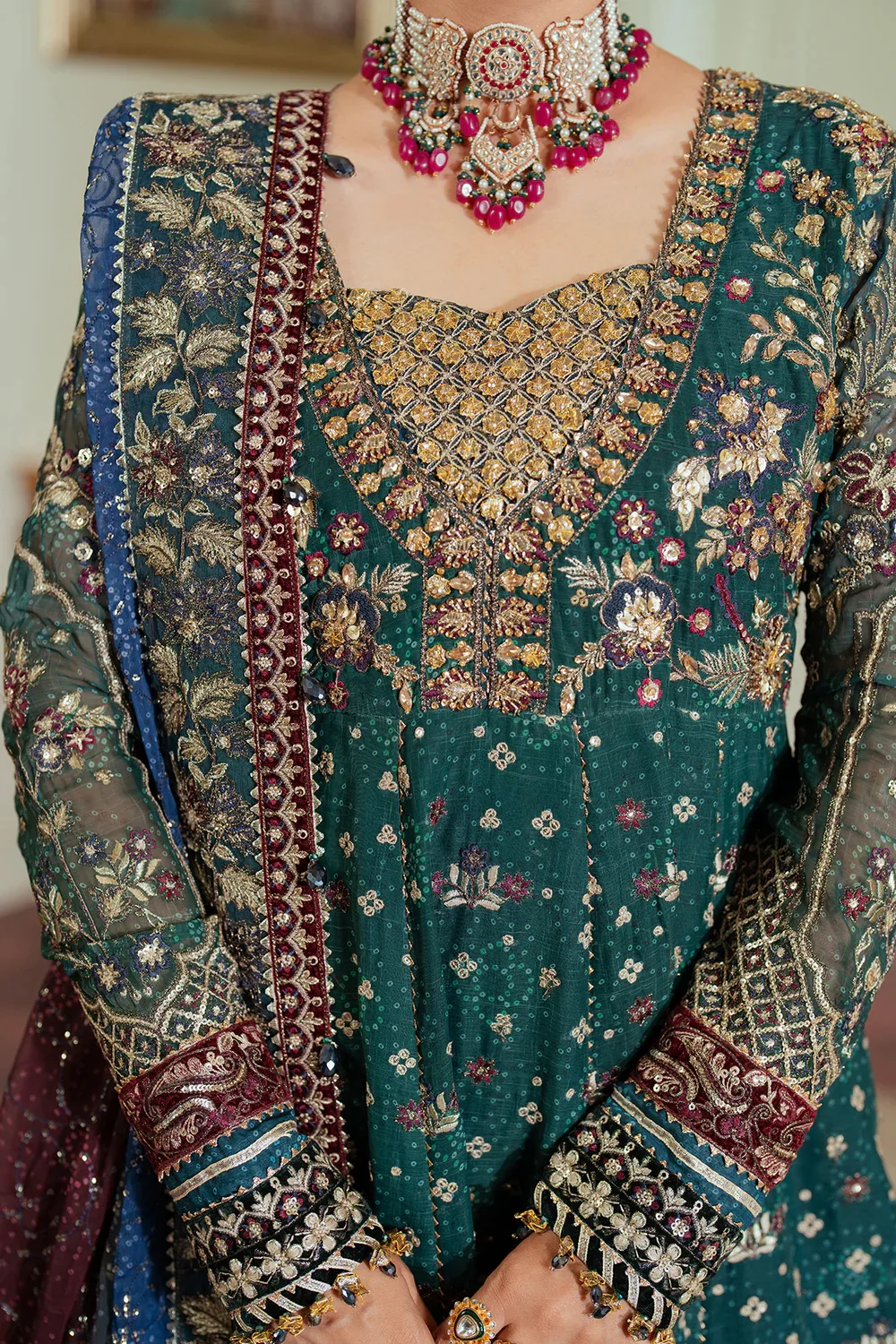 Baroque Luxury Chiffon Embroidered 3 Piece Unstitched CH13-03 - Image 6