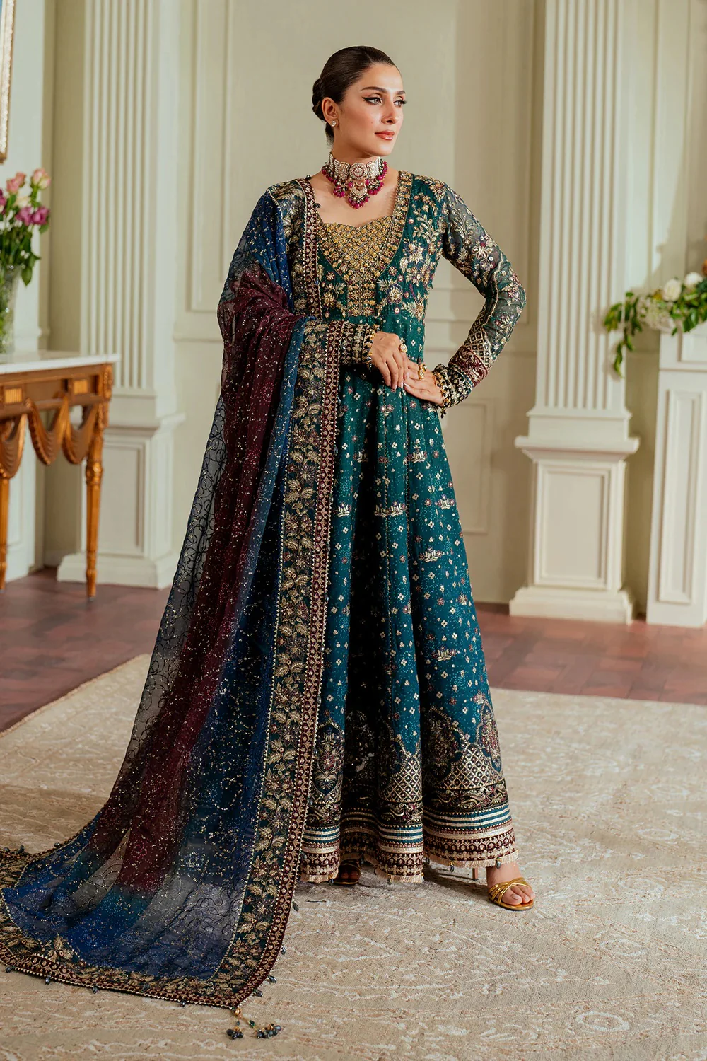 Baroque Luxury Chiffon Embroidered 3 Piece Unstitched CH13-03 - Image 7