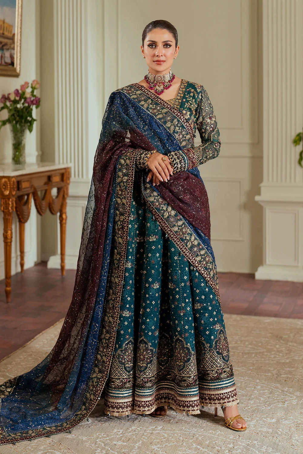 Baroque Luxury Chiffon Embroidered 3 Piece Unstitched CH13-03 - Image 9