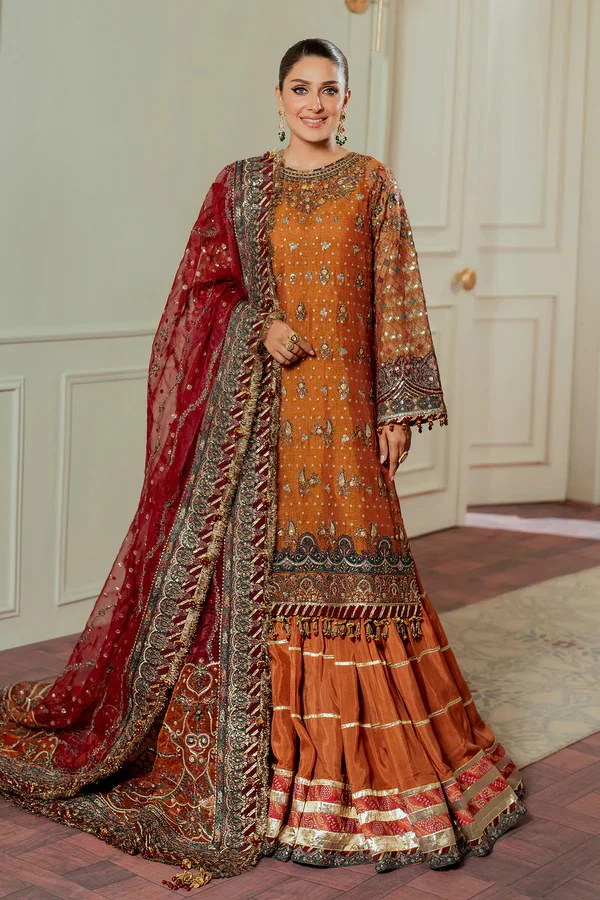 Baroque Luxury Cotton Net Embroidered 3 Piece Unstitched - CH13-01 - Image 3