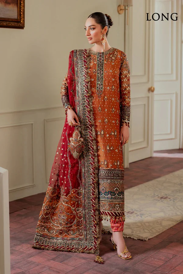 Baroque Luxury Cotton Net Embroidered 3 Piece Unstitched - CH13-01 - Image 4
