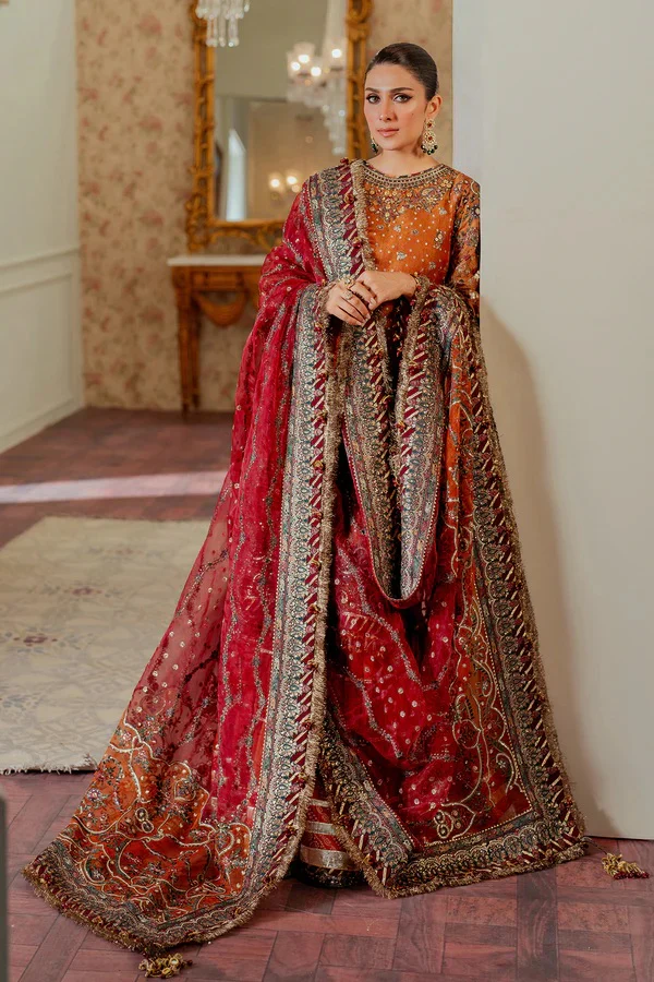 Baroque Luxury Cotton Net Embroidered 3 Piece Unstitched - CH13-01 - Image 9
