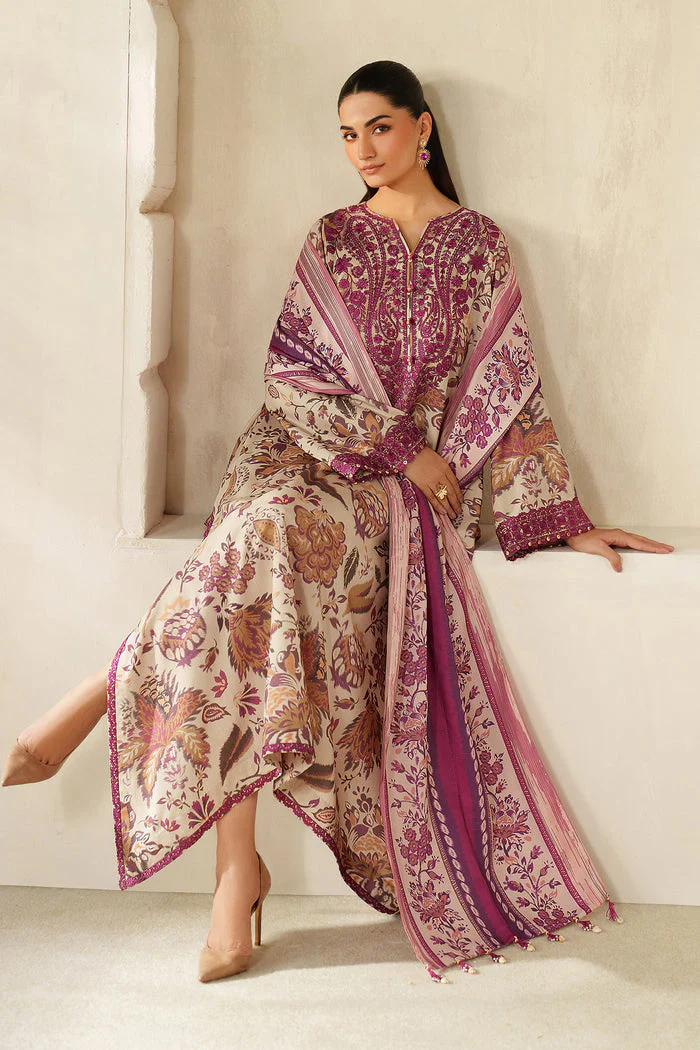 Baroque Luxury Lawn Embroidered & Printed Suit UE-4329 - Image 3