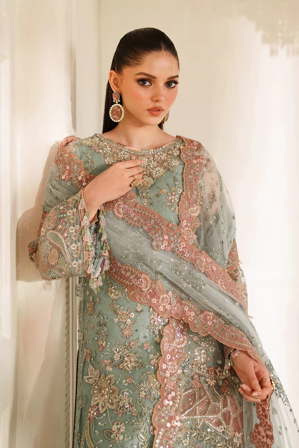 Baroque - Luxury Pure Chiffon Embroidered Unstitched 3 Piece - CH14-06 - Image 10