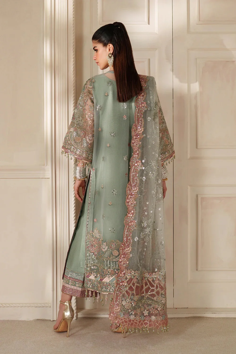 Baroque - Luxury Pure Chiffon Embroidered Unstitched 3 Piece - CH14-06 - Image 11