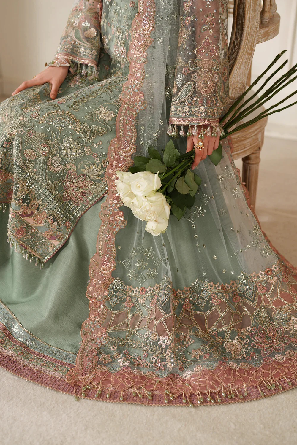 Baroque - Luxury Pure Chiffon Embroidered Unstitched 3 Piece - CH14-06 - Image 12
