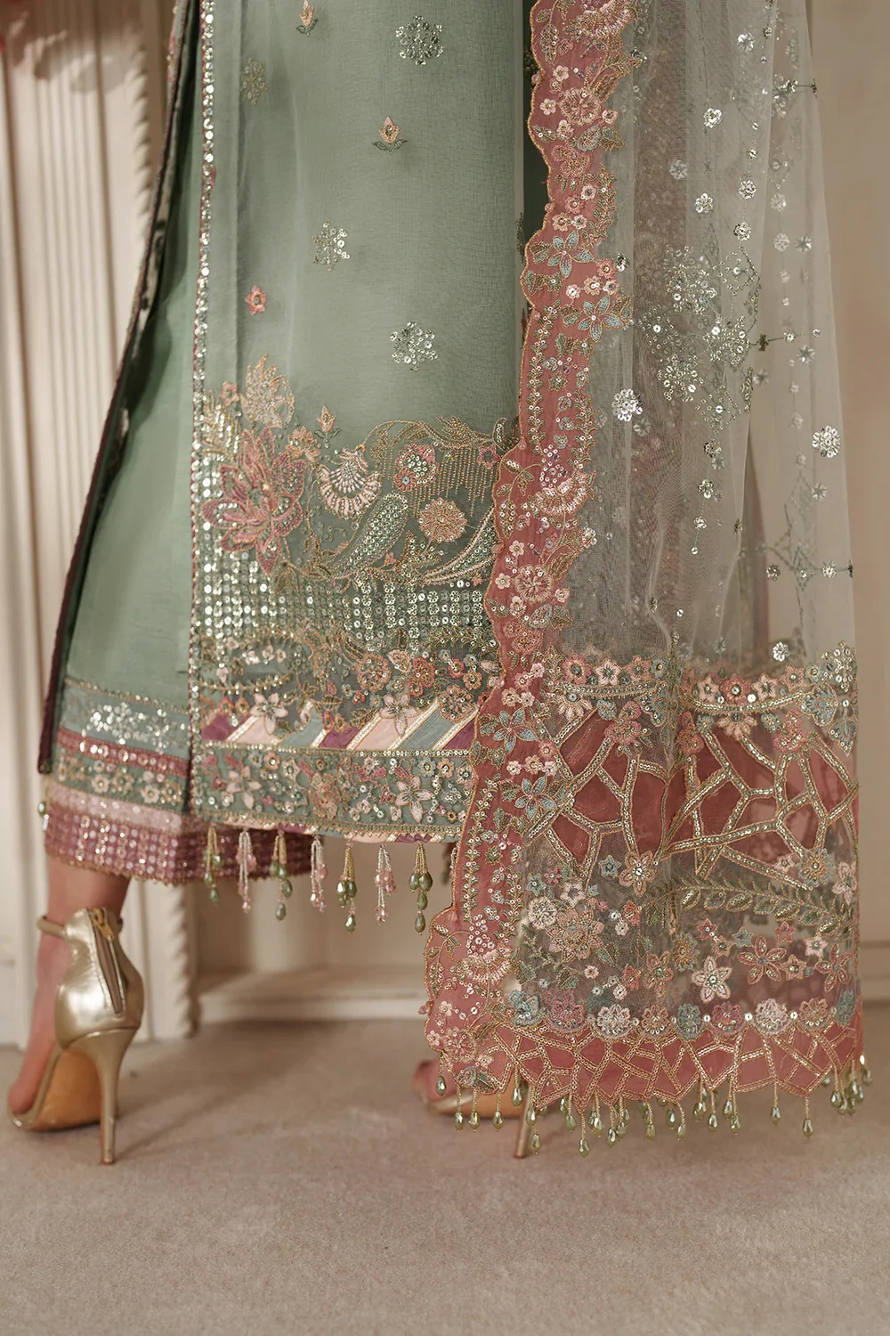 Baroque - Luxury Pure Chiffon Embroidered Unstitched 3 Piece - CH14-06 - Image 14