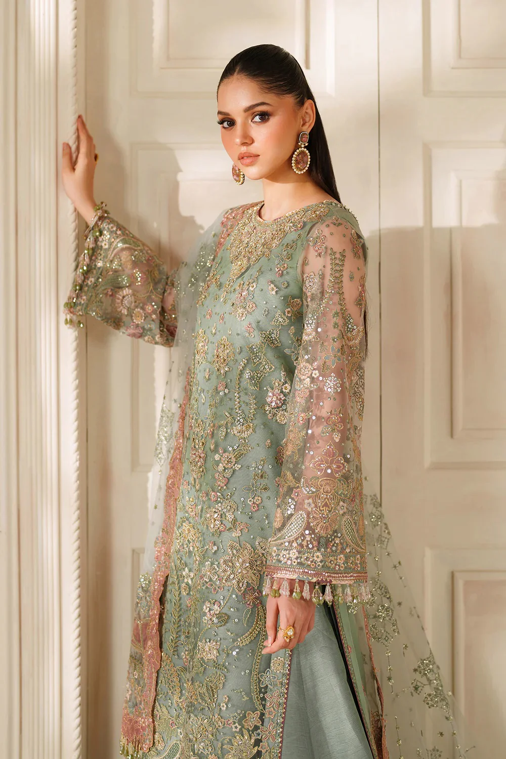 Baroque - Luxury Pure Chiffon Embroidered Unstitched 3 Piece - CH14-06 - Image 3