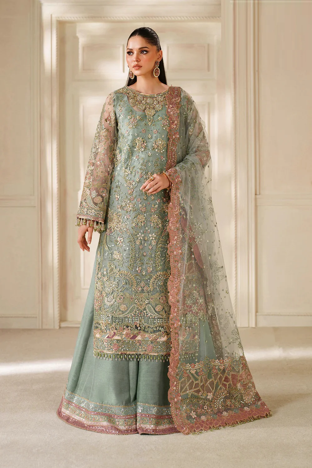 Baroque - Luxury Pure Chiffon Embroidered Unstitched 3 Piece - CH14-06 - Image 4