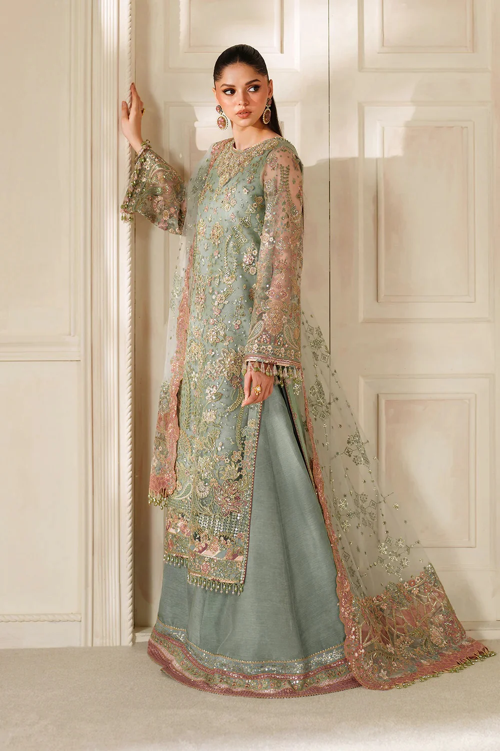 Baroque - Luxury Pure Chiffon Embroidered Unstitched 3 Piece - CH14-06 - Image 6