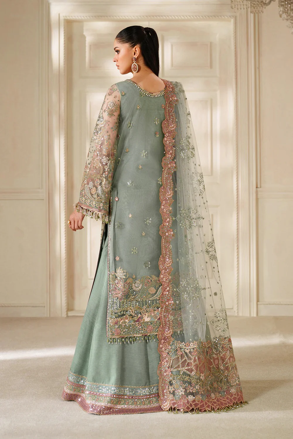 Baroque - Luxury Pure Chiffon Embroidered Unstitched 3 Piece - CH14-06 - Image 7