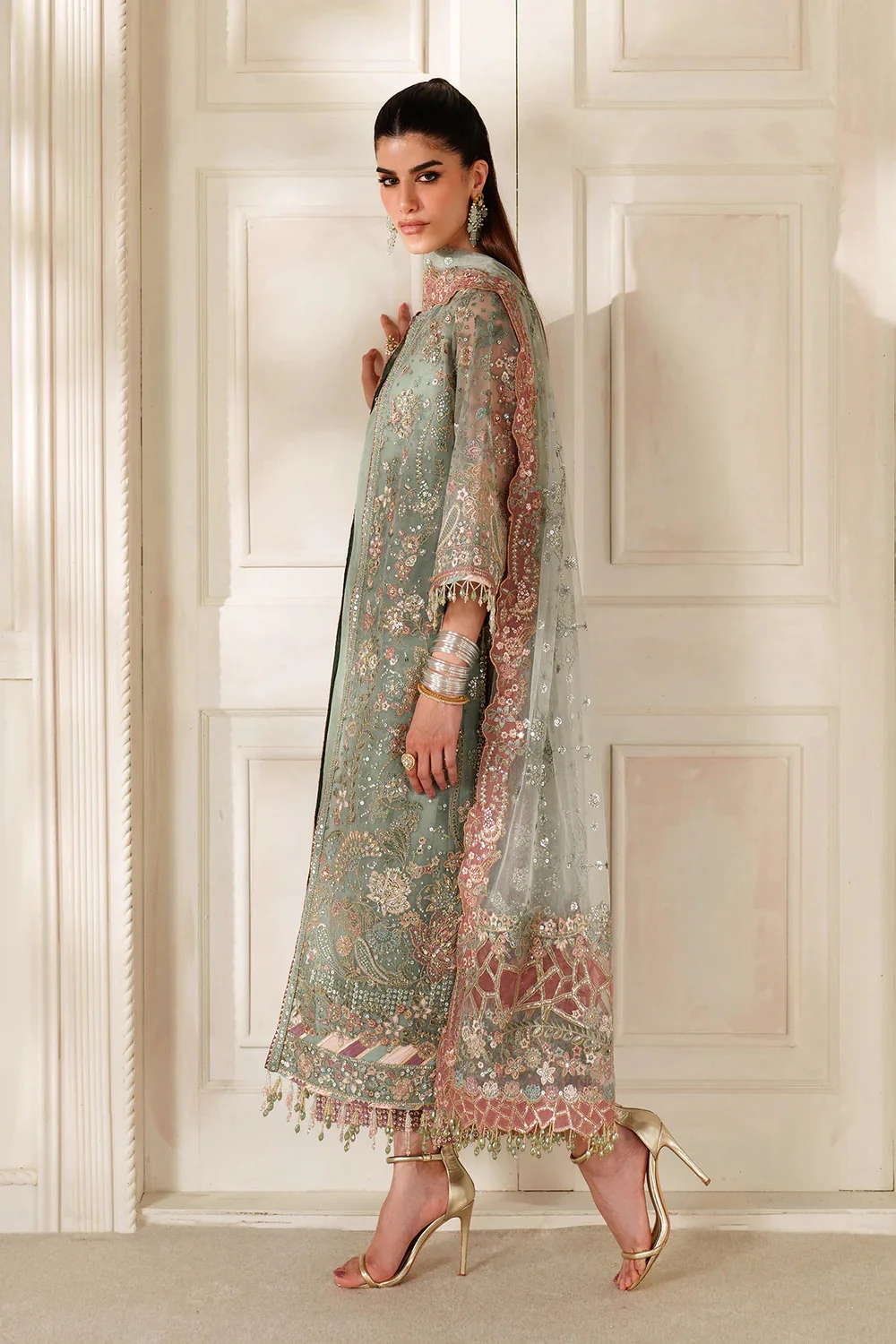Baroque - Luxury Pure Chiffon Embroidered Unstitched 3 Piece - CH14-06 - Image 9