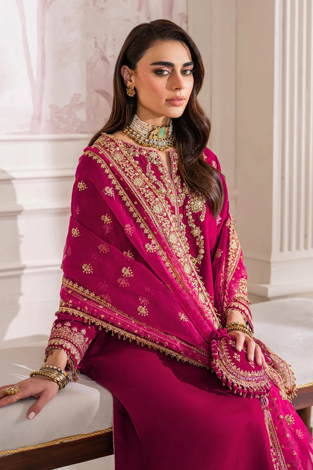 Baroque Luxury Velvet Embroidered Unstitched 3 Piece PR-1020 - Image 5