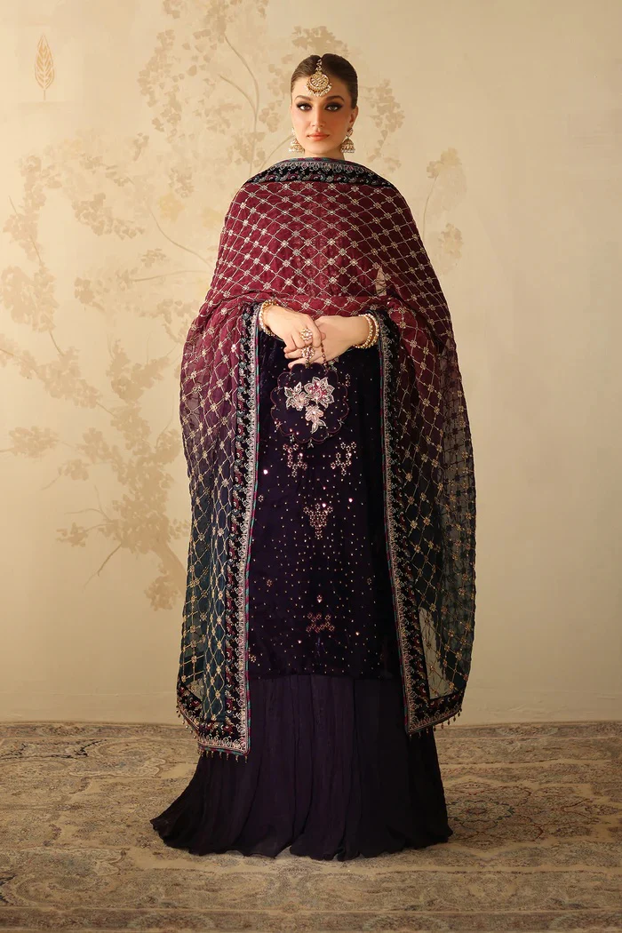Baroque SF-4319 - Luxury Velvet Embroidered 3 Piece Unstitched - Image 6