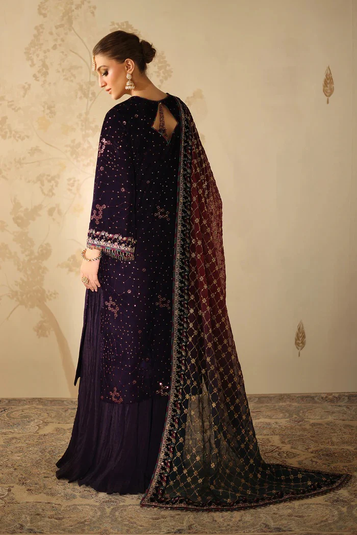 Baroque SF-4319 - Luxury Velvet Embroidered 3 Piece Unstitched - Image 7
