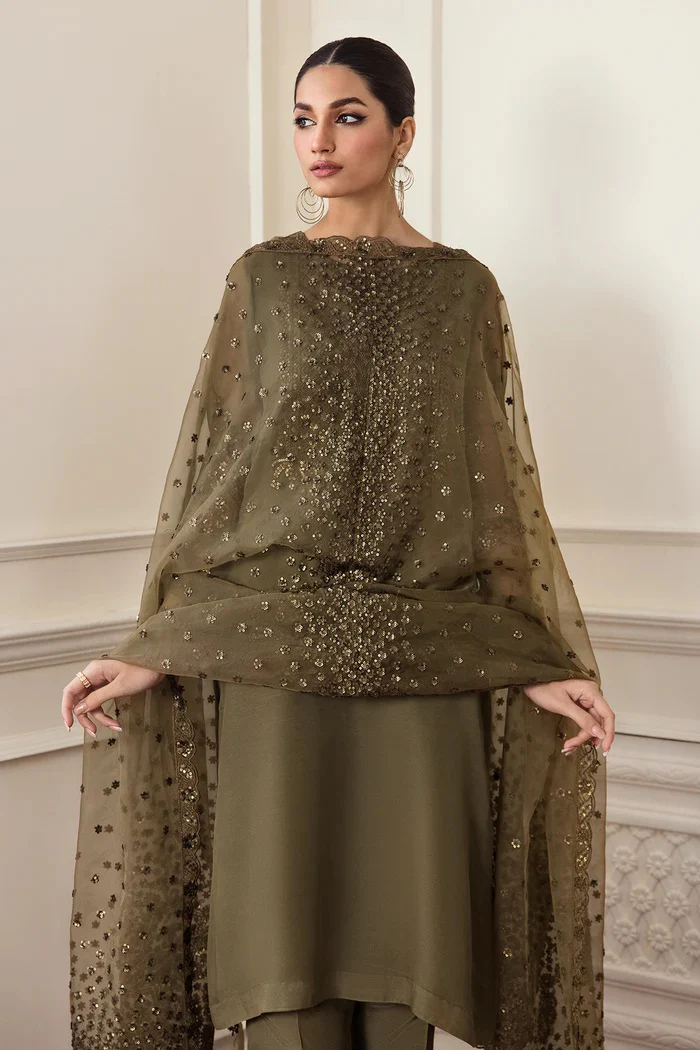 Baroque UF-295 - Luxury Chiffon Embroidered 3 Piece Unstitched - Image 3