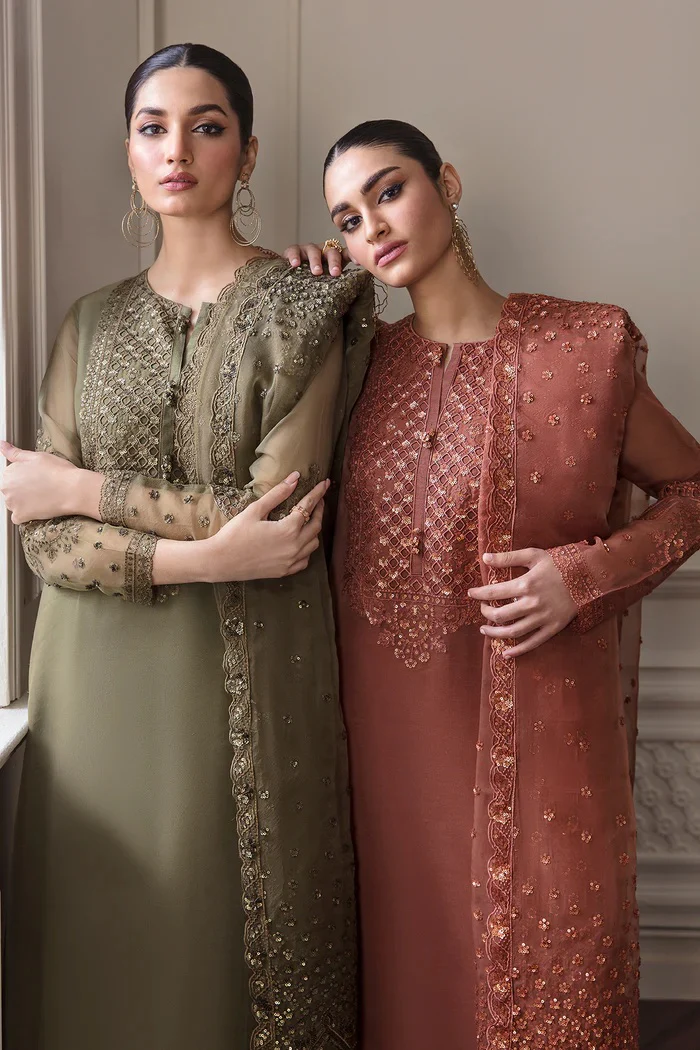 Baroque UF-295 - Luxury Chiffon Embroidered 3 Piece Unstitched - Image 4